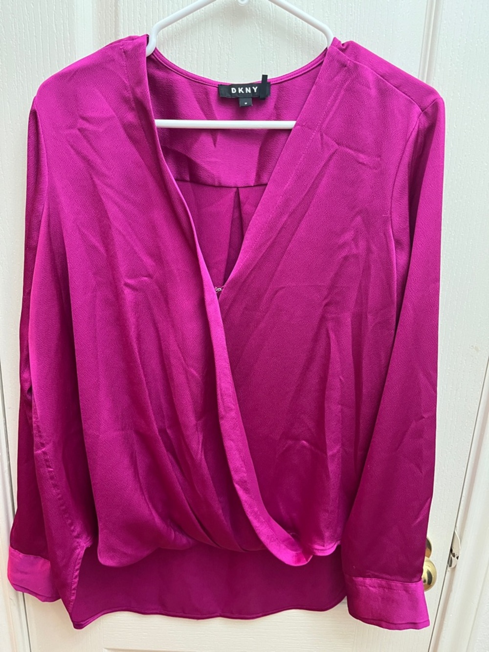 DKNY Fuchsia Wrap-Front Blouse